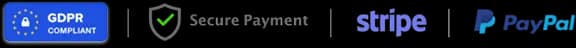 Accepted payment providers: GDPR Compliant, Secure Payment, Stripe, and PayPal
